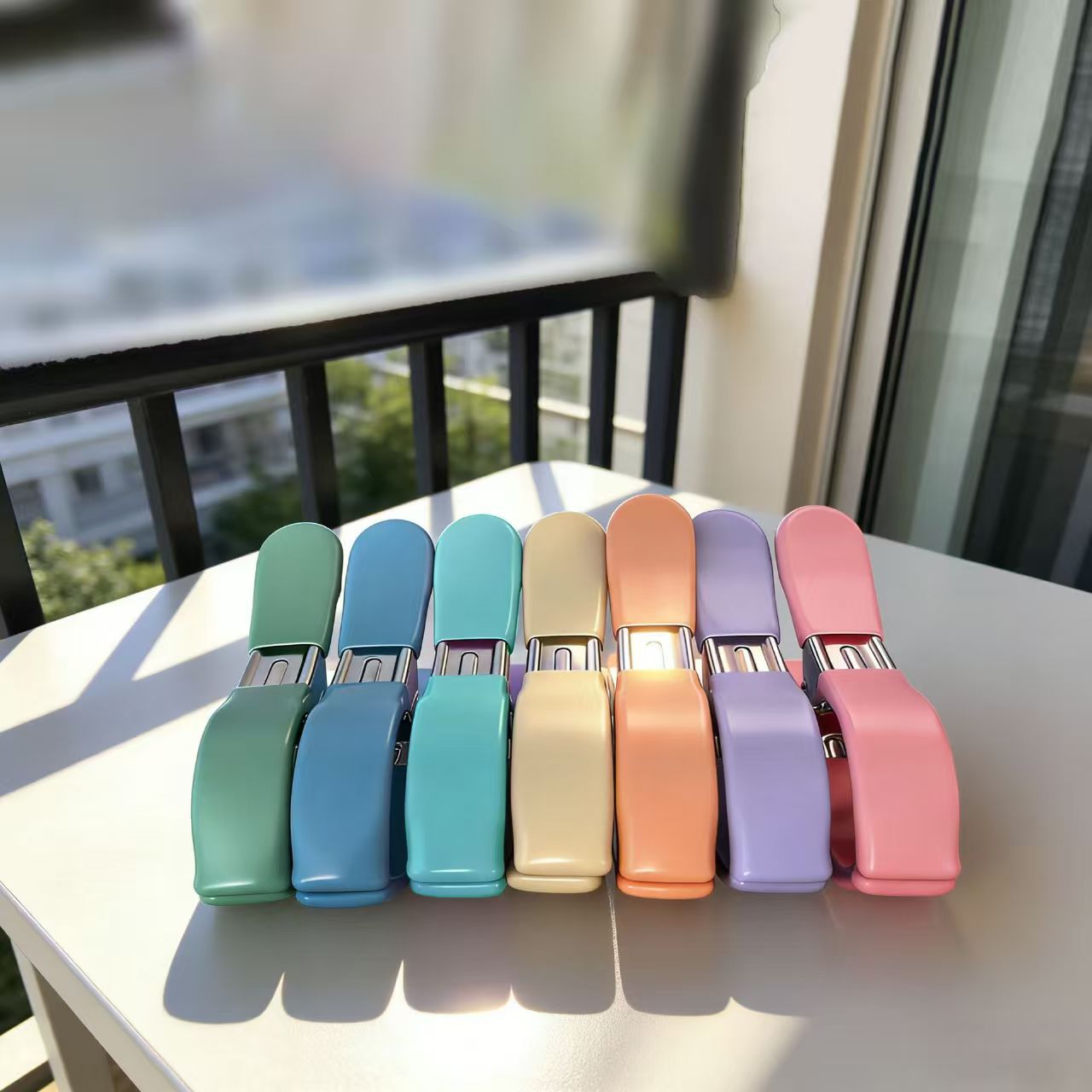 Stainless Steel Windproof Spring Laundry Clips, Double Head Anti-slip Rubber Cover Clothes Pegs for Quilt & Socks, Dropshipping Available